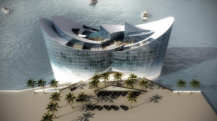 floating hotel sigge architects 7 690x386 Vẻ đẹp độc đáo khách sạn nổi hình quả bóng tại Qatar