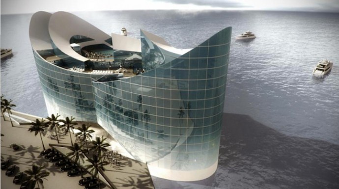 floating hotel sigge architects 8 690x385 Vẻ đẹp độc đáo khách sạn nổi hình quả bóng tại Qatar